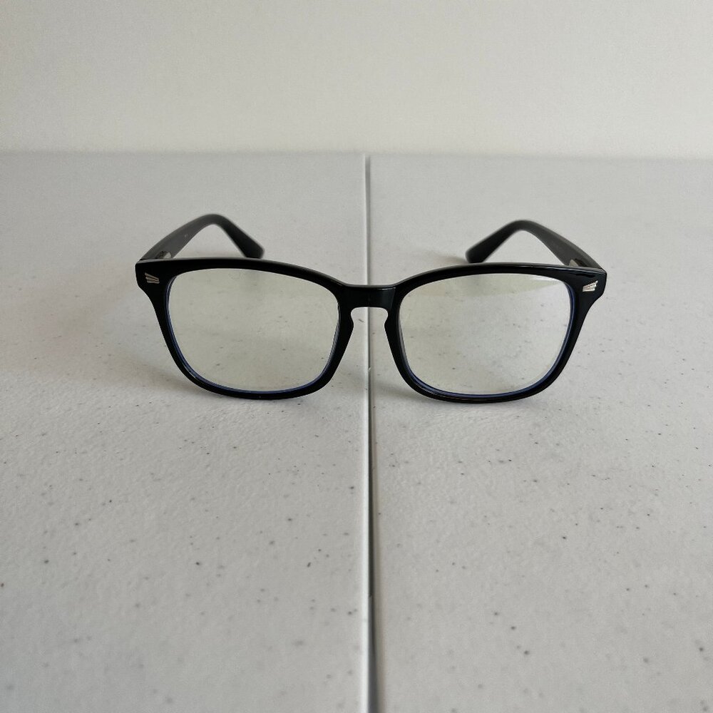 TIJN Blue Light Blocking Glasses - Thick Square Rim, Glossy Black Frame, Unisex
